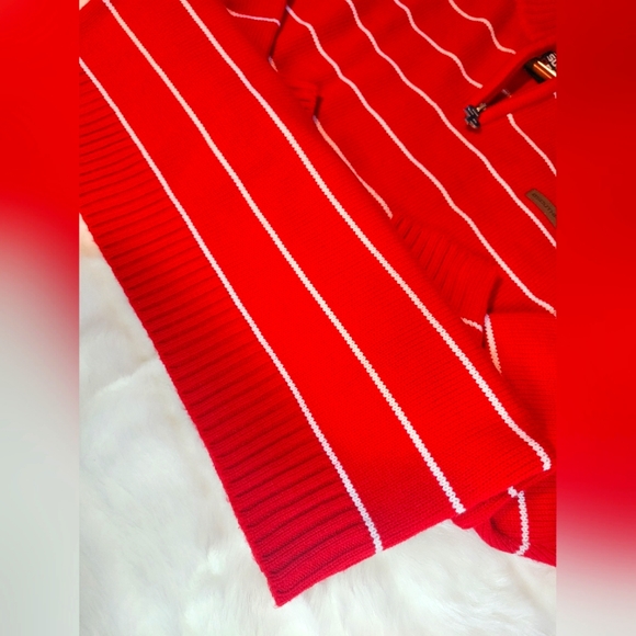 South Pole | Y2K Men's VTG Red & White Striped 1/4 Zip Pullover Sweater | Large - Picture 5 of 14